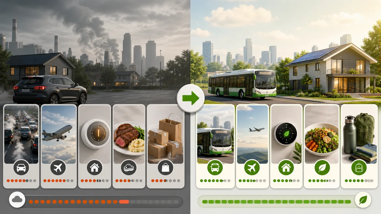 Carbon Footprint Simulator before and after comparison for carbon reduction actions