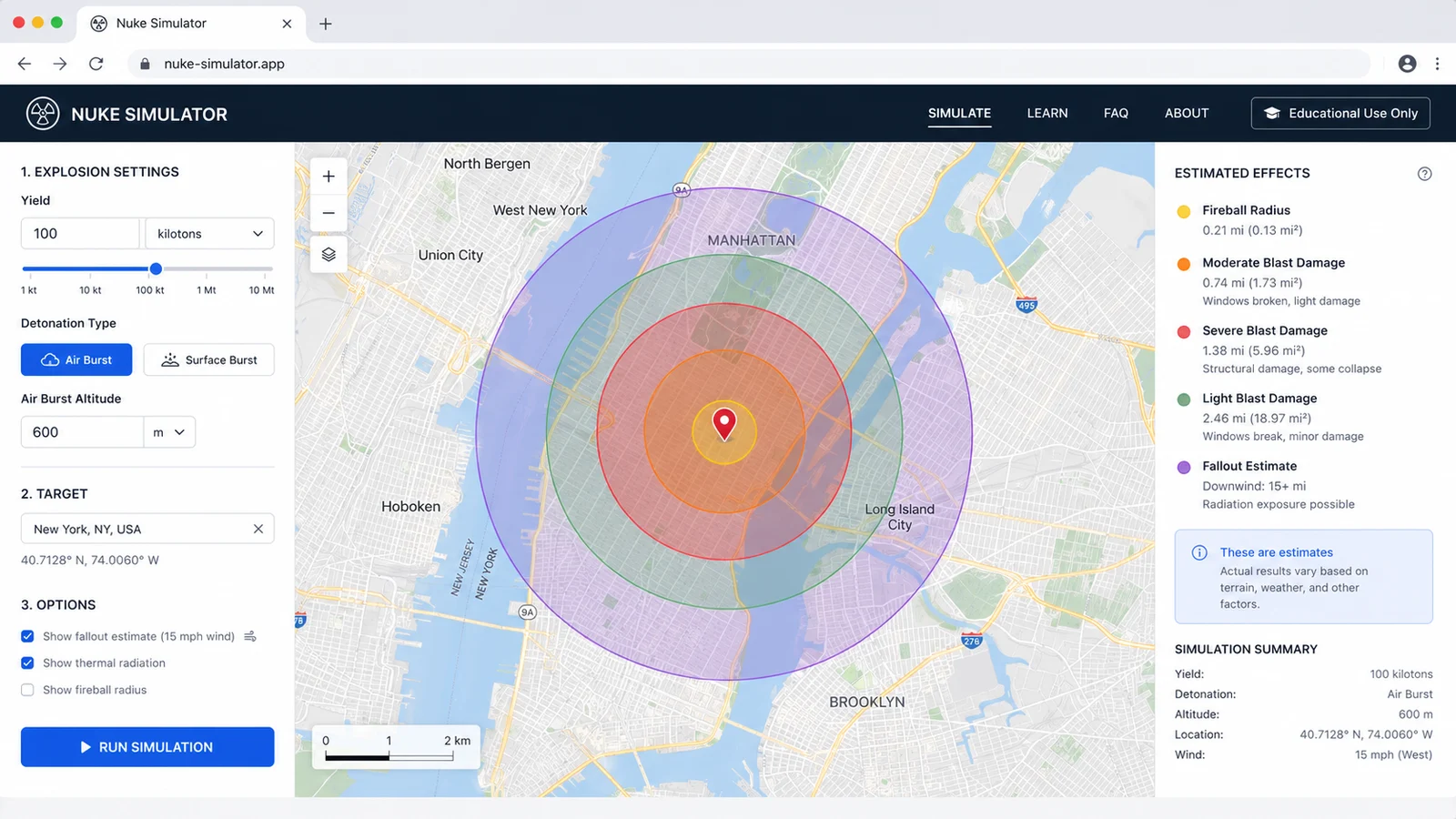 Nuke Simulator preview showing the browser simulator interface and result - overview