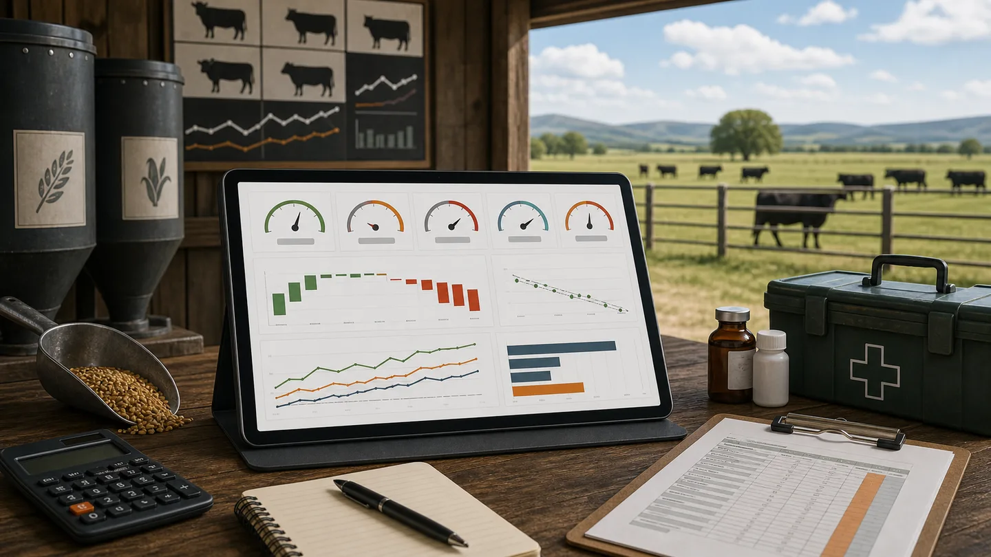 Ranch Profit Simulator sensitivity image showing feed, mortality, market price, labor, and break-even pressure