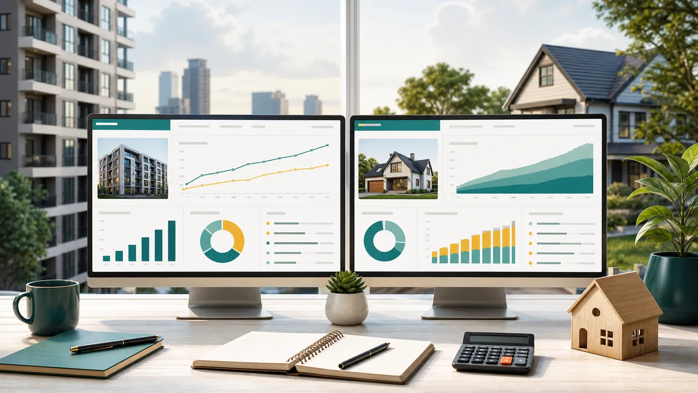 Rent vs Buy Simulator preview showing rent cost, mortgage cash flow, home equity, renter investment, and breakeven year